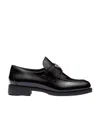 Prada Logo-plaque Leather Loafers In Black