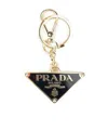 Prada Women Portachiavi Logo Triangolo Saffiano In Multicolor