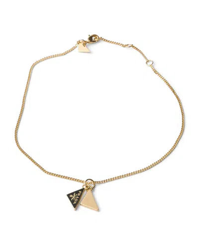 Prada Triangle Logo Pendant Necklace In Gold