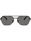 Prada Triangle-logo Pilot Sunglasses In Schwarz