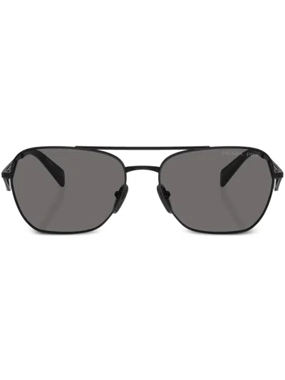 Prada Triangle-logo Pilot Sunglasses In Schwarz