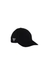Prada Triangle Logo-plaque Corduroy Cap In Black