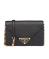 Prada Mini Triangle Logo Envelope Flap Crossbody Bag In Black
