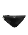 Prada Triangle Crossbody Bag In Smooth Leather In Black