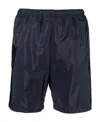 Prada Triangle Logo Plaque Elastic Swim Shorts In Blue