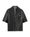 Prada Triangle Logo-plaque Leather Shirt In Black