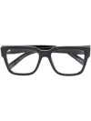 Prada Triangle-logo Plaque Square-frame Glasses In 黑色