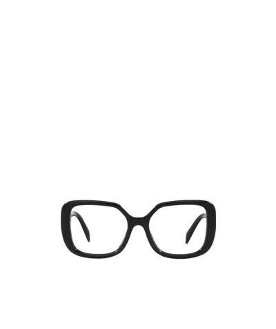 Prada Triangle Logo-plaque Square-frame Glasses In Black