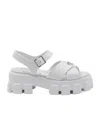 Prada Monolith Nappa Leather Sandals In White