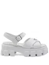 Prada Monolith Nappa Leather Sandals In White