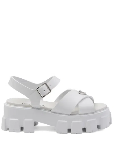 PRADA TRIANGLE-LOGO PLATFORM SANDALS