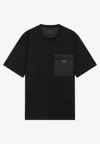 Prada Men's Plain Cotton Badge Pocket T-shirt In Black