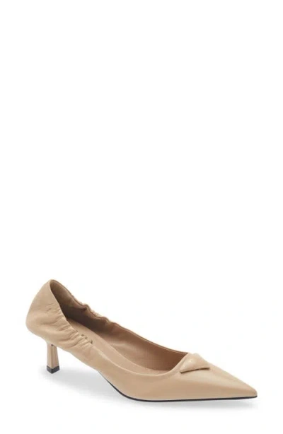 Prada Triangle Logo Pointed Toe Pump In Animal Print