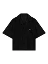 Prada Triangle Logo Polo In Black