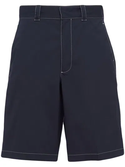 Prada Triangle-logo Poplin Bermuda Shorts In Black
