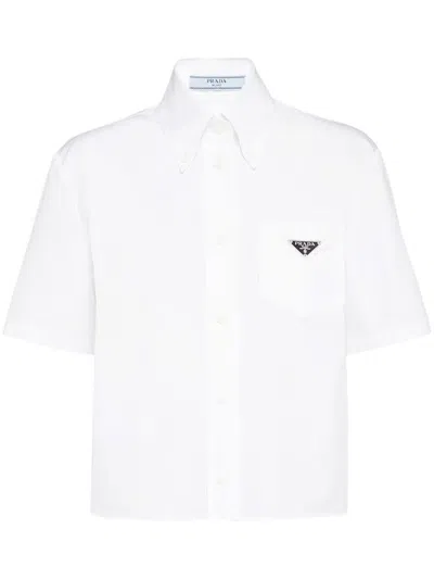 PRADA TRIANGLE-LOGO POPLIN SHIRT