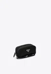 Prada Triangle Logo Pouch Bag In Black