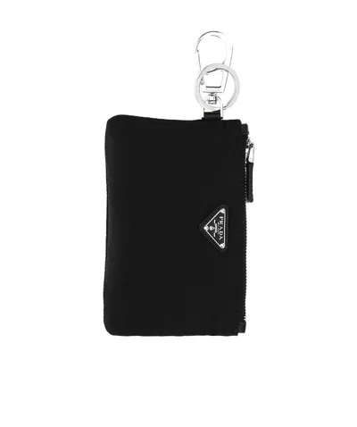 Prada Triangle Logo Pouch In Black