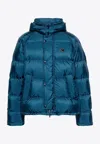 Prada Triangle-logo Puffer Jacket In Blue