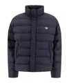 Prada Cropped Technical Fabric Down Jacket In Blue