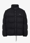 Prada Padded Jacket High Collar Elasticated Cuffs In Black