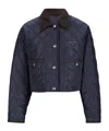 Prada Triangle-logo Quilted Jacket In Blue