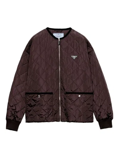 Prada Quilted Light Re-nylon Jacket In Brown