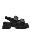 Prada Round-headed High-heeled Sandals In Black
