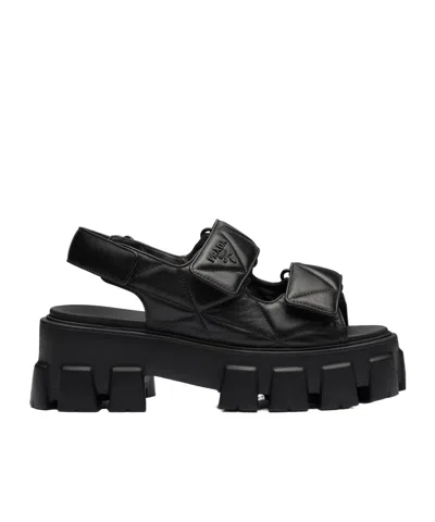 PRADA MONOLITH NAPPA LEATHER SANDALS