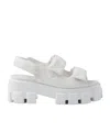 Prada Monolith Nappa Leather Sandals In White