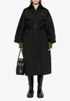 Prada Triangle Logo Quilted Parka Jacket In Black