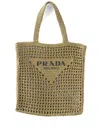 Prada Womens Green Logo-embroidered Crochet Tote Bag In Green
