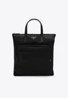Prada Triangle Logo Re-nylon And Leather Top Handle Bag