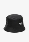 Prada Triangle Logo Re-nylon Bucket Hat In Black