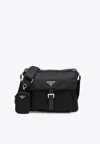 Prada Triangle Logo Re-nylon Crossbody Bag In Black