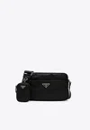 Prada Triangle Logo Re-nylon Crossbody Bag In Black