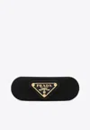 Prada Triangle Logo Re-nylon Hair Clip In Black