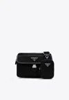 Prada Triangle Logo Re-nylon Messenger Bag In Black