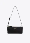 Prada Mini Pebbled Calfskin Shoulder Handbag In Black