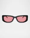 Prada Womens Black Pr 14ys Strawberry-lens Rectangle-frame Acetate Sunglasses In Black Pink