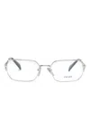 Prada Triangle-logo Rectangle-frame Glasses In Silver