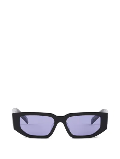 Prada Triangle-logo Rectangle-frame Sunglasses In Blue