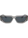 Prada Triangle-logo Rectangle-frame Sunglasses In Grey
