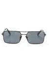 Prada Triangle-logo Rectangle-frame Sunglasses In Schwarz