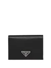 Prada Triangle-logo Saffiano Leather Wallet In Black