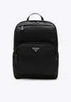 Prada Triangle Logo Re-nylon Backpack In Black