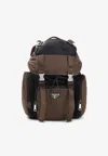 Prada Triangle Logo Re-nylon Backpack In Brown