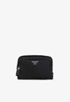 Prada Triangle Logo Re-nylon Pouch In White