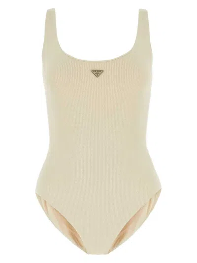 Prada Costume Intero In Nylon Stretch Decorato Donna In Printed