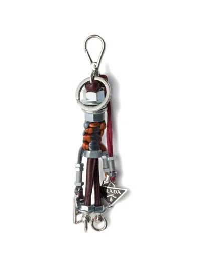 Prada Triangle Logo Robot Keyring In Multi